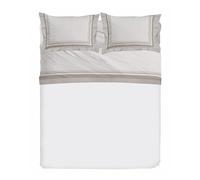 PENSIERI DELICATI Parure de lit Double, Flanelle 100% Coton Chaud et Doux, 2 Places 180 x 200 cm, avec Drap Plat, Dessus et 2 taies d'oreiller, fabriquée en Italie, 30101 Dublin Beige