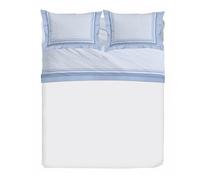 PENSIERI DELICATI Parure de lit Double, Flanelle 100% Coton Chaud et Doux, 2 Places 180 x 200 cm, avec Drap Plat, Dessus et 2 taies d'oreiller, fabriquée en Italie, 30101 Dublin Bleu Clair