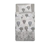 PENSIERI DELICATI Parure de lit Simple 100% Coton, avec Sac 155 x 200 cm et 1 taie d'oreiller 52 x 82 cm, fabriquée en Italie, Housse de Couette Lavable en Machine à 40 °, Motif Voler Beige