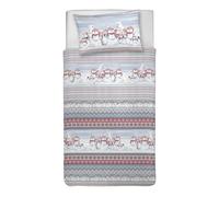 PENSIERI DELICATI Parure de lit Simple 100% Coton, avec Sac 155 x 200 cm et 1 taie d'oreiller 52 x 82 cm, fabriquée en Italie, Housse de Couette Lavable en Machine à 40 °, Fantaisie Hiver Polaire