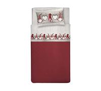 PENSIERI DELICATI Parure de lit Simple 100% Coton, Parure de lit Simple 90 x 200 cm, avec Drap Plat, Drap Dessus et 1 taie d'oreiller, fabriquée en Italie, Motif GNOME Rouge