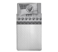 PENSIERI DELICATI Parure de lit Simple 100% Coton, Parure de lit Simple 90 x 200 cm, avec Drap Plat, Drap Dessus et 1 taie d'oreiller, fabriquée en Italie, Fantaisie Lovely Check Gris