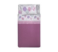 PENSIERI DELICATI Parure de lit Simple 100% Coton, Parure de lit Simple 90 x 200 cm, avec Drap Plat, Drap et 1 taie d'oreiller, fabriquée en Italie, Motif Ballons Roses