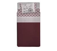 PENSIERI DELICATI Parure de lit Simple 100% Coton, Parure de lit Simple 90 x 200 cm, avec Drap Plat, Drap et 1 taie d'oreiller, fabriquée en Italie, Motif Chalet Rouge