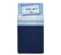 PENSIERI DELICATI Parure de lit Simple 100% Coton, Parure de lit Simple 90 x 200 cm, avec Drap Plat, Drap et 1 taie d'oreiller, fabriquée en Italie, Motif Pesciolini Bleu