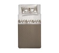 PENSIERI DELICATI Parure de lit Simple 100% Coton, Parure de lit Simple 90 x 200 cm, avec Drap Plat, Drap Plat et 1 taie d'oreiller, fabriquée en Italie, Motif GNOME Beige