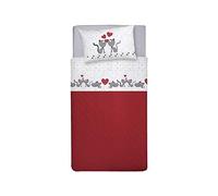 PENSIERI DELICATI Parure de lit Simple 100% Coton, Parure de lit Simple 90 x 200 cm, avec Drap Plat, Drap Dessus et 1 taie d'oreiller, fabriquée en Italie, Fantaisie Chatons Gris