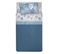 PENSIERI DELICATI Parure de lit Simple 100% Coton, Parure de lit Simple 90 x 200 cm, avec Drap Plat, Drap et 1 taie d'oreiller, fabriquée en Italie, Motif Ballons Bleu Clair