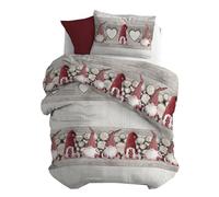 PENSIERI DELICATI Parure de lit Simple en Flanelle 100% Coton avec Housse de Couette 155 x 200 cm et taie d'oreiller 52 x 82 cm, fabriquée en Italie, Housse de Couette Lavable en Machine à 40°, Motif