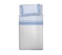 PENSIERI DELICATI Parure de lit Simple, Flanelle 100% Coton Chaud et Doux, Parure de lit 1 Place 90 x 200 cm, avec Drap Plat, Dessus et 1 taie d'oreiller, fabriqué en Italie, 30101 Dublin Bleu Clair