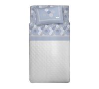 PENSIERI DELICATI Parure de lit Simple, Flanelle 100% Coton Chaud et Doux, Parure de lit 1 Place 90 x 200 cm, avec Drap Plat, Dessus et 1 taie d'oreiller, fabriquée en Italie, Bologne Bleu Clair