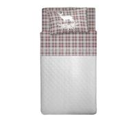 PENSIERI DELICATI Parure de lit Simple, Flanelle 100% Coton Chaud et Doux, Parure de lit 1 Place 90 x 200 cm, avec Drap Plat, Dessus et 1 taie d'oreiller, fabriquée en Italie, Tartan cerf Rouge