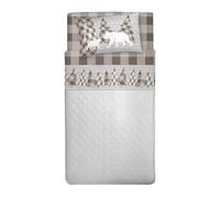 PENSIERI DELICATI Parure de lit Simple, Flanelle 100% Coton Chaud et Doux, Parure de lit 1 Place 90 x 200 cm, avec Drap Plat, Dessus et 1 taie d'oreiller, fabriquée en Italie, Canada Beige