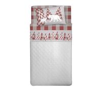 PENSIERI DELICATI Parure de lit Simple, Flanelle 100% Coton Chaud et Doux, Parure de lit 1 Place 90 x 200 cm, avec Drap Plat, Dessus et 1 taie d'oreiller, fabriquée en Italie, Canada Rouge