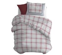 PENSIERI DELICATI Parure de lit Simple Flanelle 100% Coton, Sac 155 x 200 cm et taie d'oreiller 52 x 82 cm, fabriquée en Italie, Housse de Couette Lavable en Machine à 40 °, Fantaisie cerf Rouge