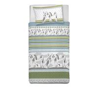 PENSIERI DELICATI Parure Housse de Couette 100% Coton, avec Sac 155 x 200 cm et 1 taie d'oreiller 52 x 82 cm, fabriquée en Italie, Housse de Couette Lavable en Machine à 40 °, Fantaisie Baubau Vert