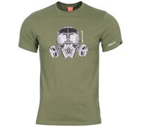 Pentagon Ageron Masque à Gaz Logo T-shirt Hommes Randonnée Sport Coton Olive