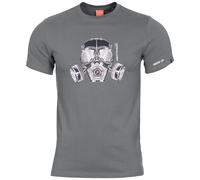 Pentagon Ageron Masque à Gaz Logo T-shirt Hommes Sport Tee Gym Coton Loup Gris
