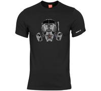 Pentagon Ageron Masque à Gaz T-shirt Police Sécurité Tactique Hommes Coton Noir