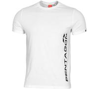Pentagon Ageron T-Shirt Logo Vertical Coton Fitness Gym Sport Hommes Top Blanc