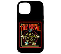 Pentagram Let's Summon The Devil, Humour Noir satanique rétro Coque pour iPhone 15