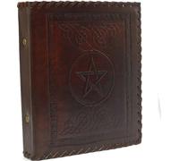 Pentagram Star Classeur 2 anneaux DIN A5 Véritable cuir de buffle gaufré à la main