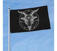 Pentagramme Avec Le Démon Baphomet, Bouc Satanique Drapeau Maison Avec Œillets Drapeau De Cour Résistant Aux Intempéries Bannière Cour 90X150Cm Pour Événement Ferme Dortoirs
