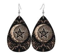 Pentagramme De Franc-Maçonnerie, Motif Mandala Gothique Vintage Boucles D'Oreilles En Cuir Légères Boucle D'Oreille Double Face Pendantes Pour Quotidien Femme