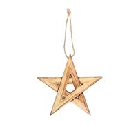 Pentagramme en bois moyen - Décoration de solstice d'hiver à suspendre, ornement de vacances païennes - Symbole de renaissance inspiré de la nature, accessoire rituel saisonnier