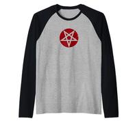 Pentagramme en cercle rouge motif pentagramme vintage Manche Raglan