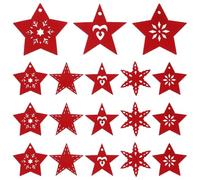 Pentagramme Pendentifs DIY Rouges 50 Pièces en Bois pour Décoration de Noël | Surface Lisse et Propre, Style Simple Délicat, pour Art Créatif à Maison, Lot de 50 Pièces