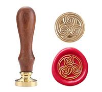 Pentagramtree - Sceau de cire en cuivre avec poignée en bois - Sceau de cire vintage celtique triple spirale