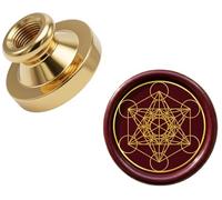 Pentagramtree Tampon de cire de rechange en laiton - 25 mm - Géométrie sacrée - Cube de métatron - Fleur de vie - Tête uniquement (cube de métatron)