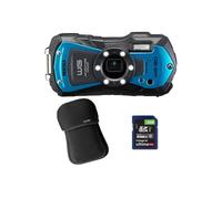 PENTAX Appareil photo compact WG-90 étanche Bleu + étui + SD 8 Go