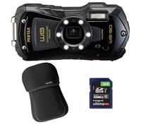 Pentax - Kit photo personnalisé Compact étanche WG-90 Noir avec étui et SD 8 Go