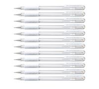 Pentel 0.8 mm Tip Hybrid Pastel Ink Gel Grip Pen - White (Pack of 12 Pens) 1 cou