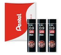 Pentel Ain Stein Lot de 3 mines de rechange pour porte-mines automatiques et mécaniques dans un emballage Pentel Pillow 0,9 mm 2B