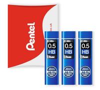 Pentel Ain Stein Lot de 3 mines de recharge pour porte-mines automatiques et mécaniques dans un emballage Pentel Pillow 0,5 mm HB Grade Lot de 3 (120 mines)