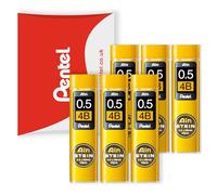 Pentel Ain Stein Lot de 6 mines de recharge pour porte-mines automatiques et mécaniques dans un emballage Pentel Pillow (0,5 mm 4B)