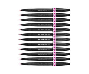 Pentel Arts Brush Sign Pen Artist SESF30C-PX, Lot de 12 Feutres pinceaux Pointe souple extra-fine, Rose