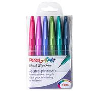Pentel Feutres pinceaux Brush Sign Pen SES15C/6TREND – Pochette 6 couleurs tendances