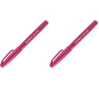Pentel Arts Brush Sign Pen SES15C-B2X, Feutre pinceau, Rouge framboise (Lot de 2)