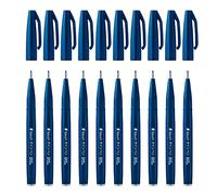 Pentel Arts Brush Sign Pen SES15C-CAX, Feutre pinceau, Bleu nuit, Lot de 10