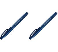 Pentel Arts Brush Sign Pen SES15C-CAX, Feutre pinceau, Bleu nuit (Lot de 2)