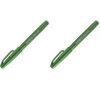 Pentel Arts Brush Sign Pen SES15C-D2X, Feutre pinceau, Vert olive (Lot de 2)