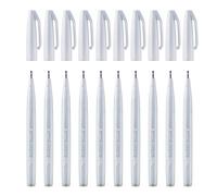 Pentel Arts Brush Sign Pen SES15C-N2X, Feutre pinceau, Gris clair, Lot de 10