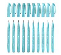 Pentel Arts Brush Sign Pen SES15C-S2X, Feutre pinceau, Bleu pastel, Lot de 10