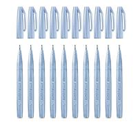 Pentel Arts Brush Sign Pen SES15C-S3X, Feutre pinceau, Gris bleuté, Lot de 10