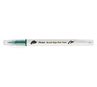 Pentel Arts Brush Sign Pen Twin SESW30C Lot de 10 feutres pinceau bi-pointe, Pointe large et fine, Acquarellable, Vert