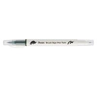 Pentel Arts Brush Sign Pen Twin SESW30C Lot de 10 feutres pinceau bi-pointe, Pointe large et fine, Acquarellable, Vert olive